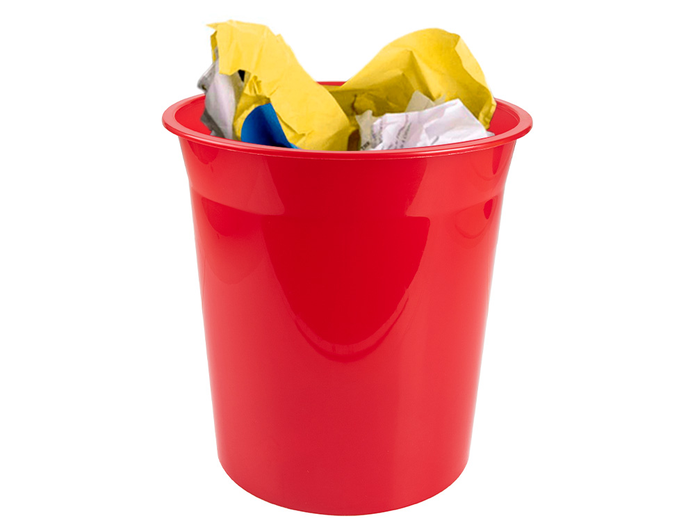 CORBEILLE PAPIER Q-CONNECT PLASTIQUE RESISTANT 13L 275X285MM COLORIS ROUGE TRANSLUCIDE