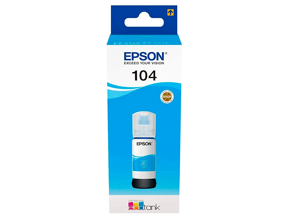 CARTOUCHE ENCRE EPSON ECOTANK 104 ET-2710 / 2711 / 2712 /   2720 / 2726 / 4700 7.500      PAGES CYAN