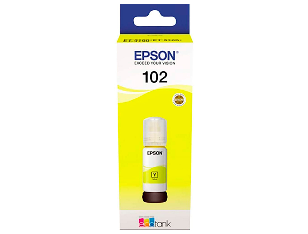 CARTOUCHE EPSON JET ENCRE ECOTANK 102 ET-2700 / 2750 /  3700 / 3750 / 4750 BOTE DE 70 ML JAUNE 6000 PAGES