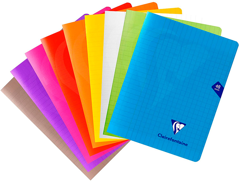 CAHIER PIQUE CLAIREFONTAINE MIMESYS COUVERTURE POYLPROPYLENE 17X22CM 48 PAGES 90G SEYES COLORIS ASSORTIS