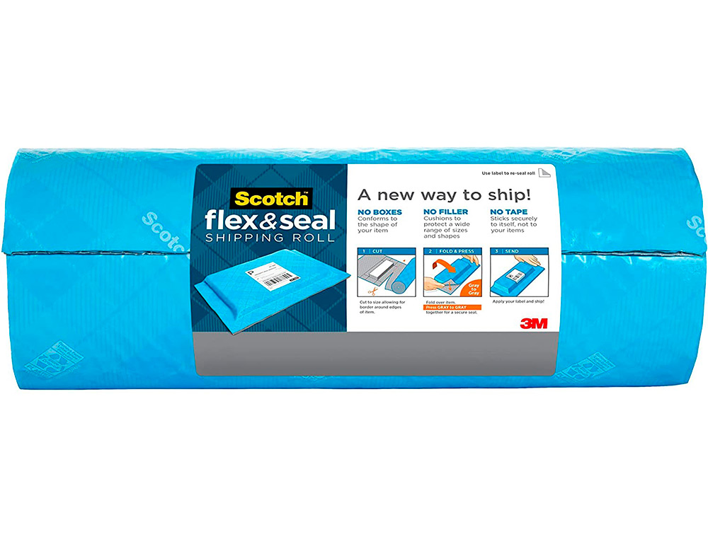 ROULEAU D'EMBALLAGE POUR EXPEDITION 3M FLEX AND SEAL ADHESIF SANS COLLER 38CMX3M