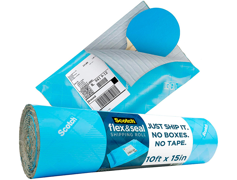 ROULEAU D'EMBALLAGE POUR EXPEDITION 3M FLEX AND SEAL ADHESIF SANS COLLER 38CMX3M