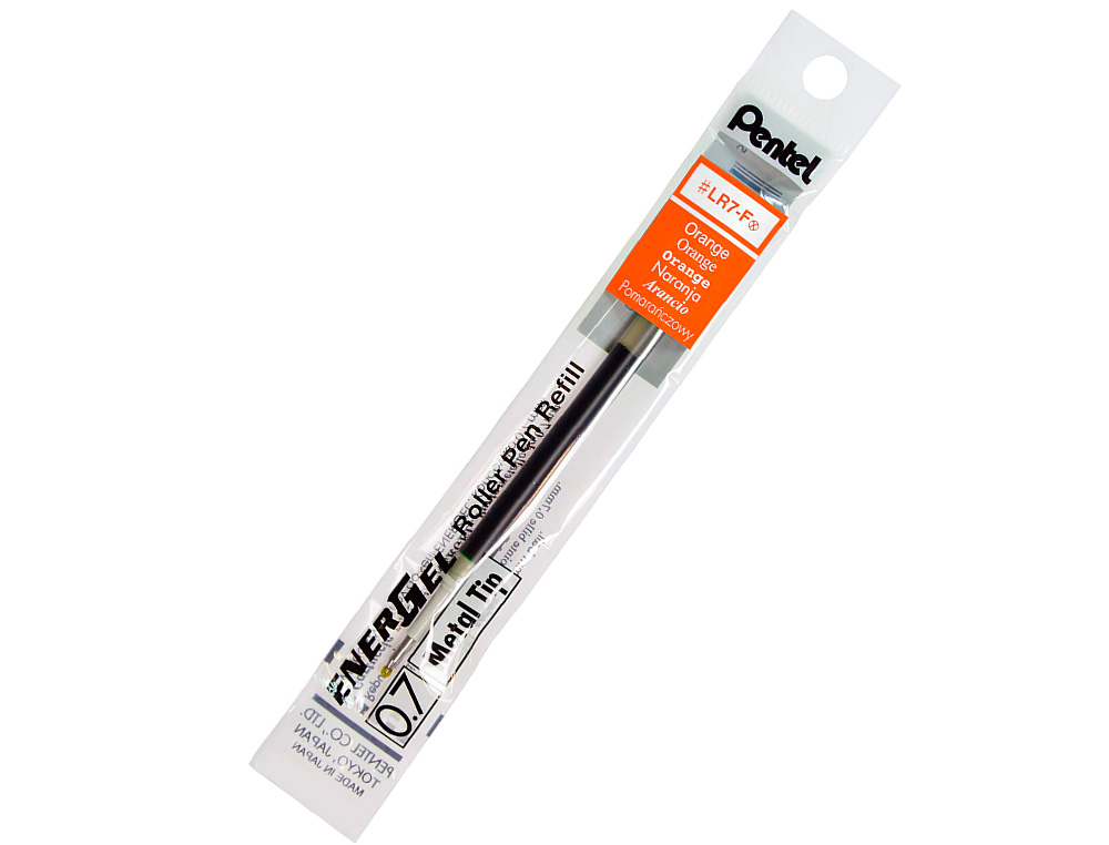 RECHARGE ROLLER PENTEL ENCRE GEL BL77 BL107 ENCRE FLUIDE DOUCE LUMINEUSE POINTE MOYENNE SECHAGE RAPIDE ORANGE