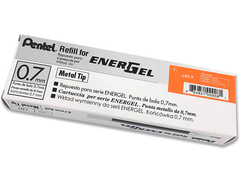 RECHARGE ROLLER PENTEL ENCRE GEL BL77 BL107 ENCRE FLUIDE DOUCE LUMINEUSE POINTE MOYENNE SECHAGE RAPIDE ORANGE