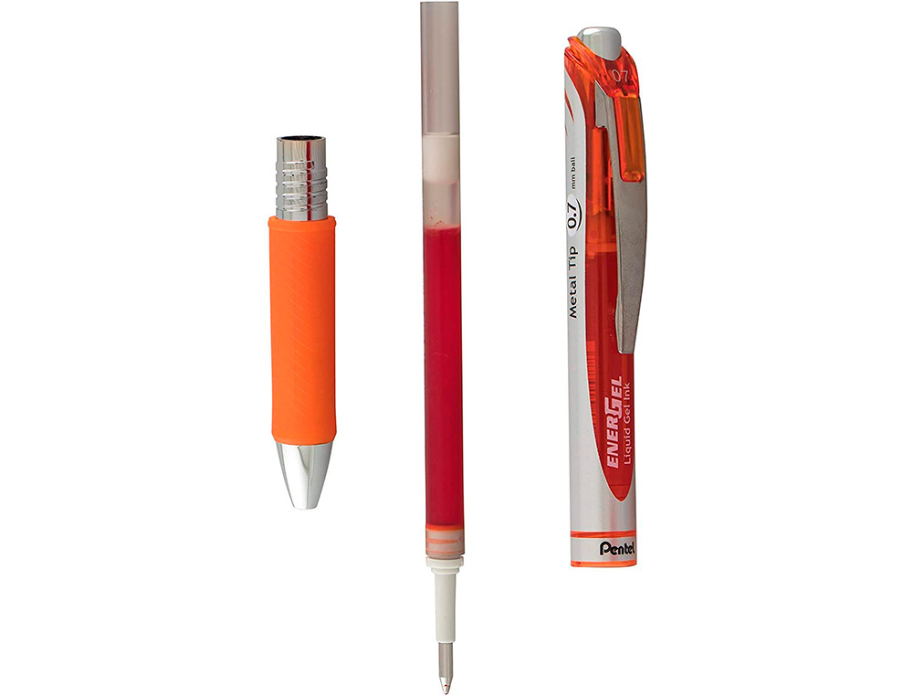 RECHARGE ROLLER PENTEL ENCRE GEL BL77 BL107 ENCRE FLUIDE DOUCE LUMINEUSE POINTE MOYENNE SECHAGE RAPIDE ORANGE