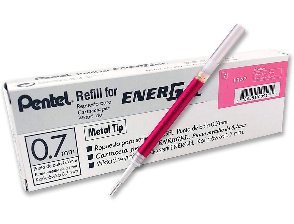 RECHARGE ROLLER PENTEL ENCRE GEL BL77 BL107 ENCRE FLUIDE   DOUCE LUMINEUSE POINTE        MOYENNE SECHAGE RAPIDE ROSE