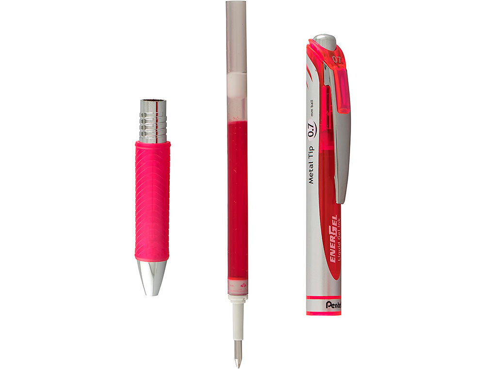 RECHARGE ROLLER PENTEL ENCRE GEL BL77 BL107 ENCRE FLUIDE   DOUCE LUMINEUSE POINTE        MOYENNE SECHAGE RAPIDE ROSE