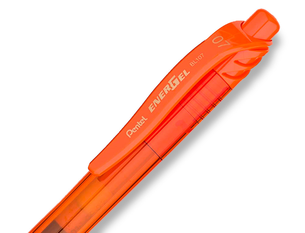 ROLLER PENTEL ENERGEL RETRACTABLE RECHARGEABLE      ENCRE DOUCE FLUIDE POINTE METAL 0,7MM GRIP CONFORT ORANGE