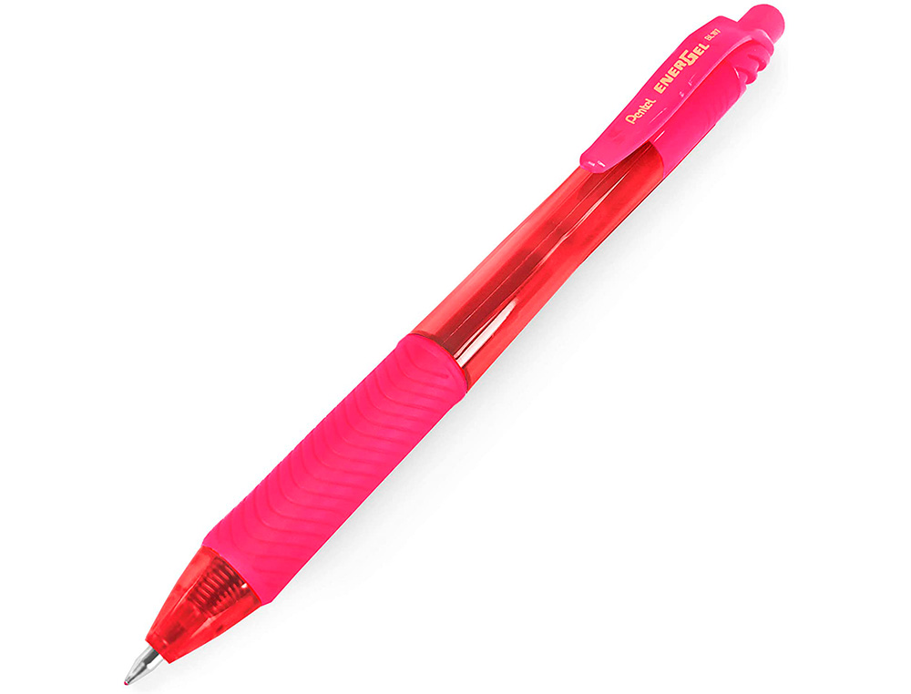 ROLLER PENTEL ENERGEL RETRACTABLE RECHARGEABLE ENCRE DOUCE FLUIDE POINTE METAL 0.7MM GRIP CONFORT ROSE