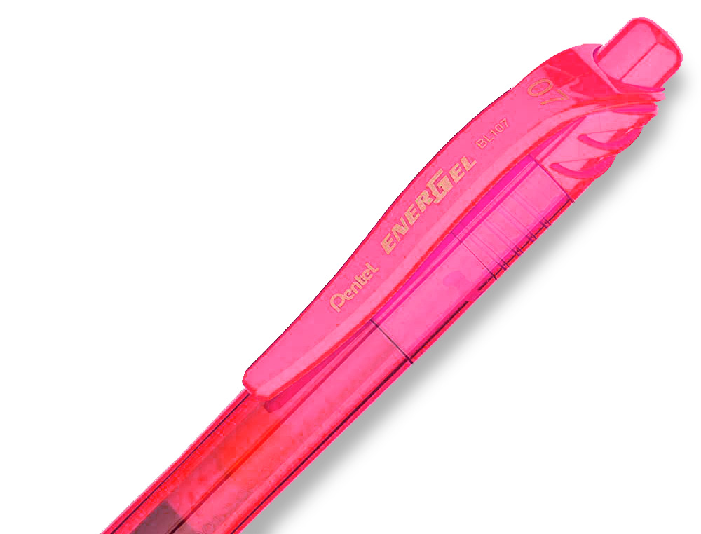 ROLLER PENTEL ENERGEL RETRACTABLE RECHARGEABLE ENCRE DOUCE FLUIDE POINTE METAL 0.7MM GRIP CONFORT ROSE