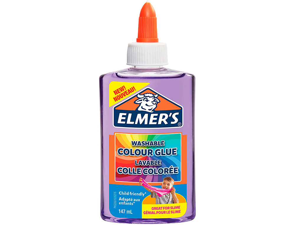 COLLE TRANSPARENTE ELMERS FABRICATION SLIME BRICOLAGE LAVABLE NE COULE PAS COULEUR VIOLETTE FLACON 147ML