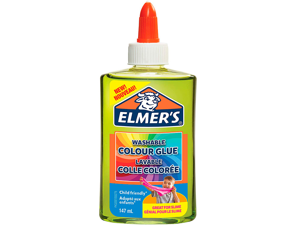 COLLE TRANSPARENTE ELMERS FABRICATION SLIME BRICOLAGE LAVABLE NE COULE PAS COULEUR VERTE FLACON 147ML