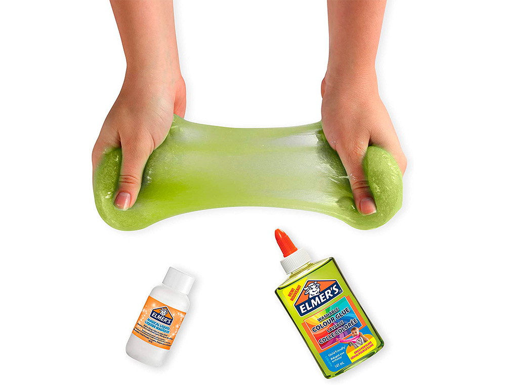 COLLE TRANSPARENTE ELMERS FABRICATION SLIME BRICOLAGE LAVABLE NE COULE PAS COULEUR VERTE FLACON 147ML