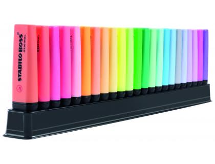 SURLIGNEUR STABILO BOSS ORIGINAL RECHARGEABLE POINTE  BISEAUTEE TRACE 2/5MM DESKSET 23 UNITES ASSORTIES