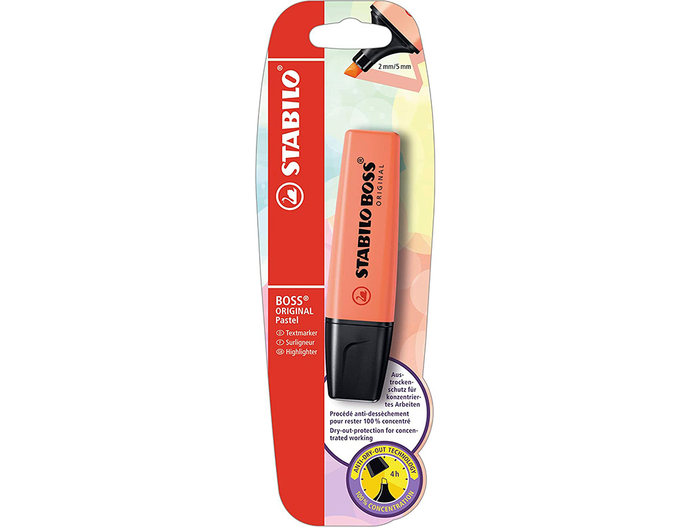 SURLIGNEUR STABILO BOSS ORIGINAL PASTEL ENCRE BASE    EAU POINTE BISEAUTEE LARGEUR  TRACE 2/5MM COLORIS DOUCEUR