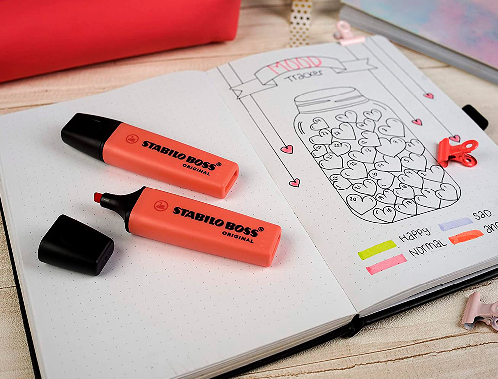 SURLIGNEUR STABILO BOSS ORIGINAL PASTEL ENCRE BASE    EAU POINTE BISEAUTEE LARGEUR  TRACE 2/5MM COLORIS DOUCEUR