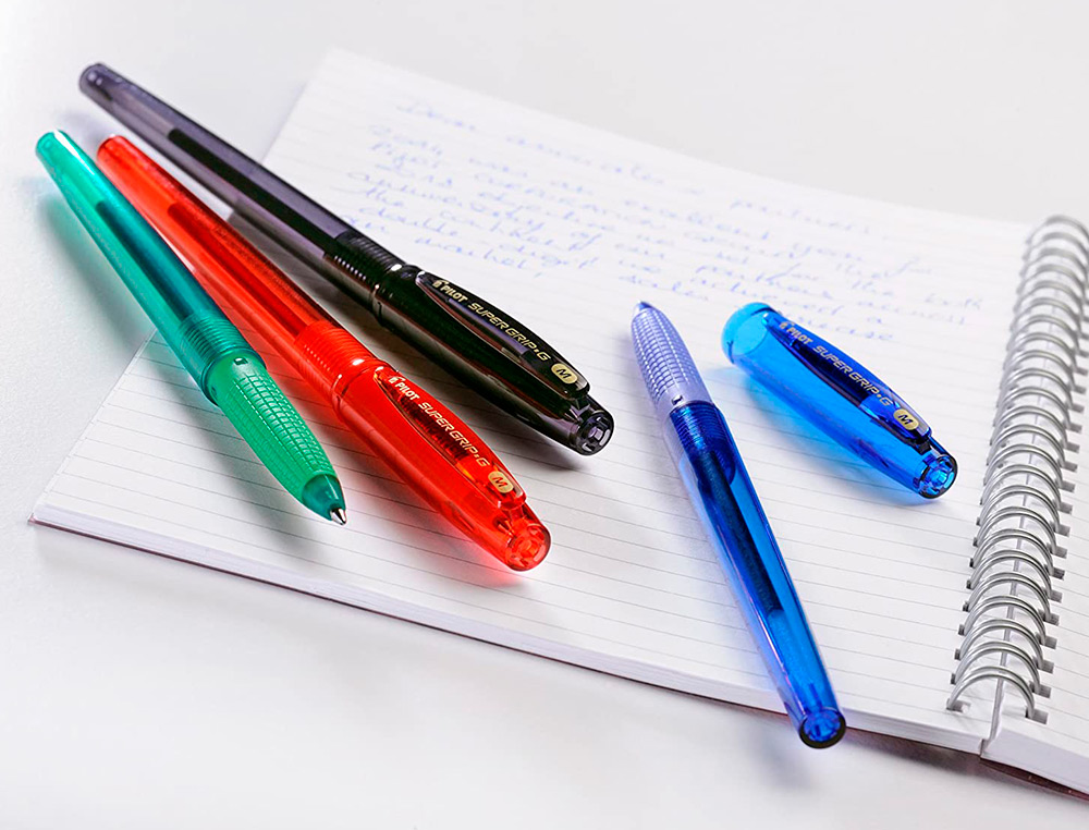 STYLO-BILLE PILOT SUPER GRIP G NEON CAPUCHON POINTE        MOYENNE BILLE                 ULTRA-RESISTANTE CORPS ET
