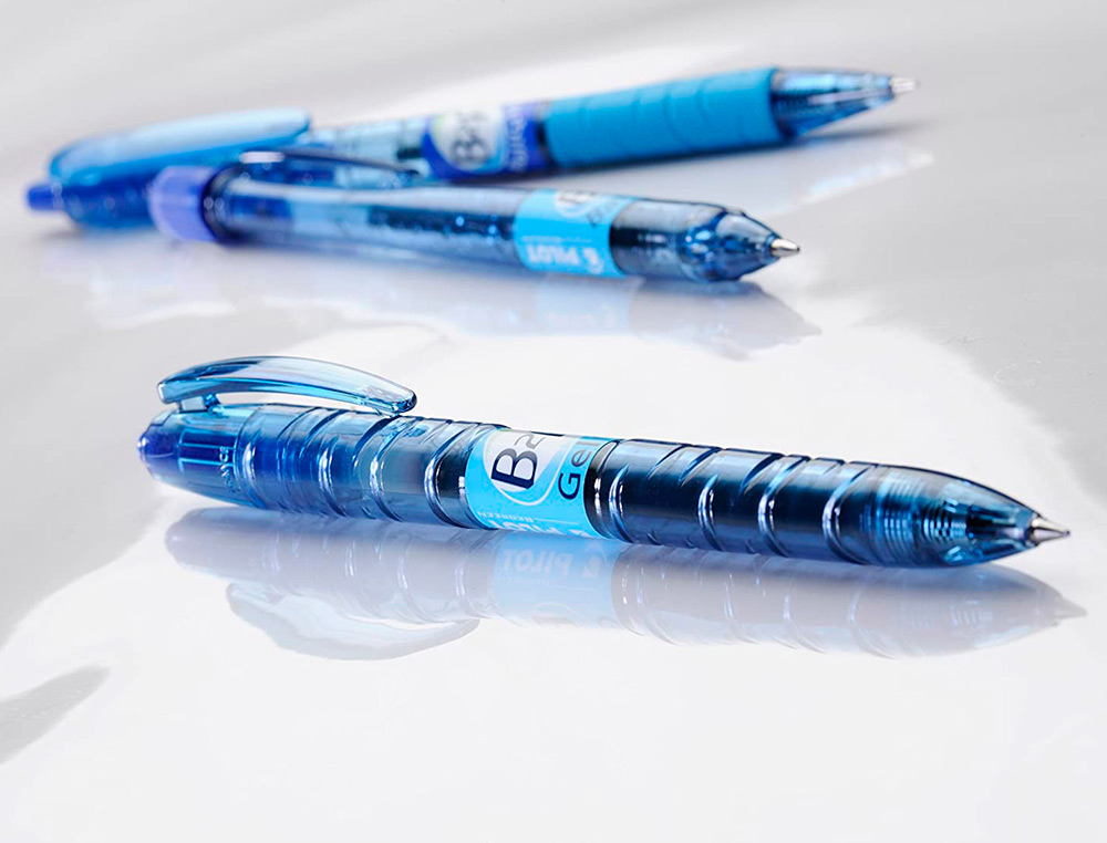 PACK PILOT BEGREEN B2P 10 ROLLERS ENCRE GEL POINTE MOYENNE + 10 RECHARGES DONT 5 OFFERTES BLEU