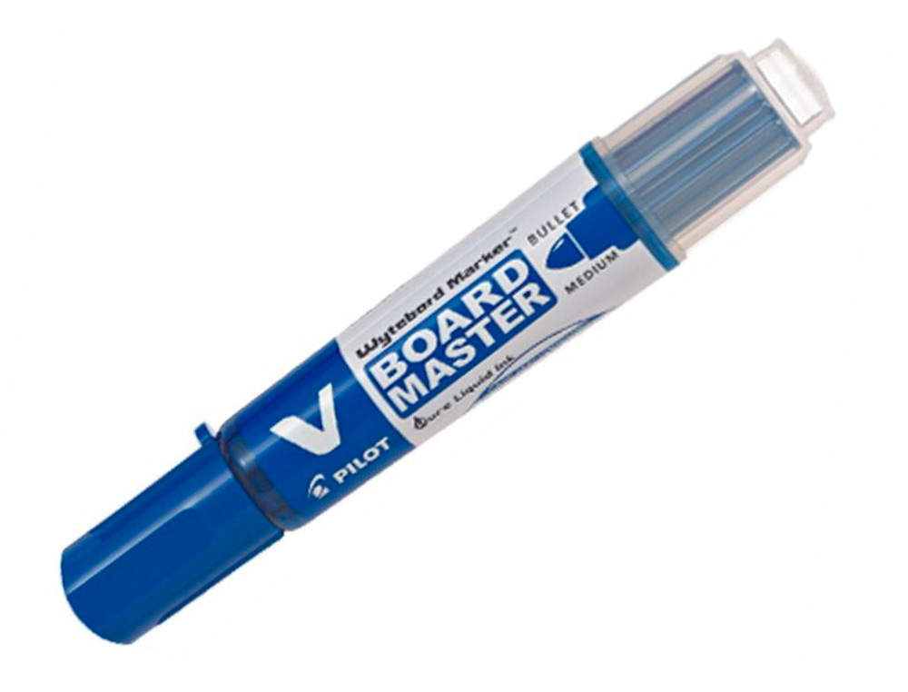 PACK PILOT V-BOARD MASTER 10 MARQUEURS EFFACABLES A SEC    POINTE CONIQUE MOYENNE 10 RECHARGES 5 OFFERTES COLORIS BLEU