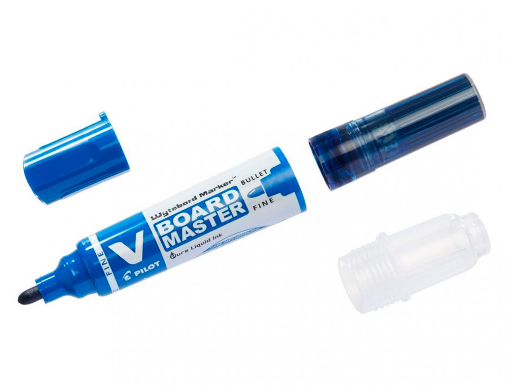 PACK PILOT V-BOARD MASTER 10 MARQUEURS EFFACABLES A SEC    POINTE CONIQUE MOYENNE 10 RECHARGES 5 OFFERTES COLORIS BLEU