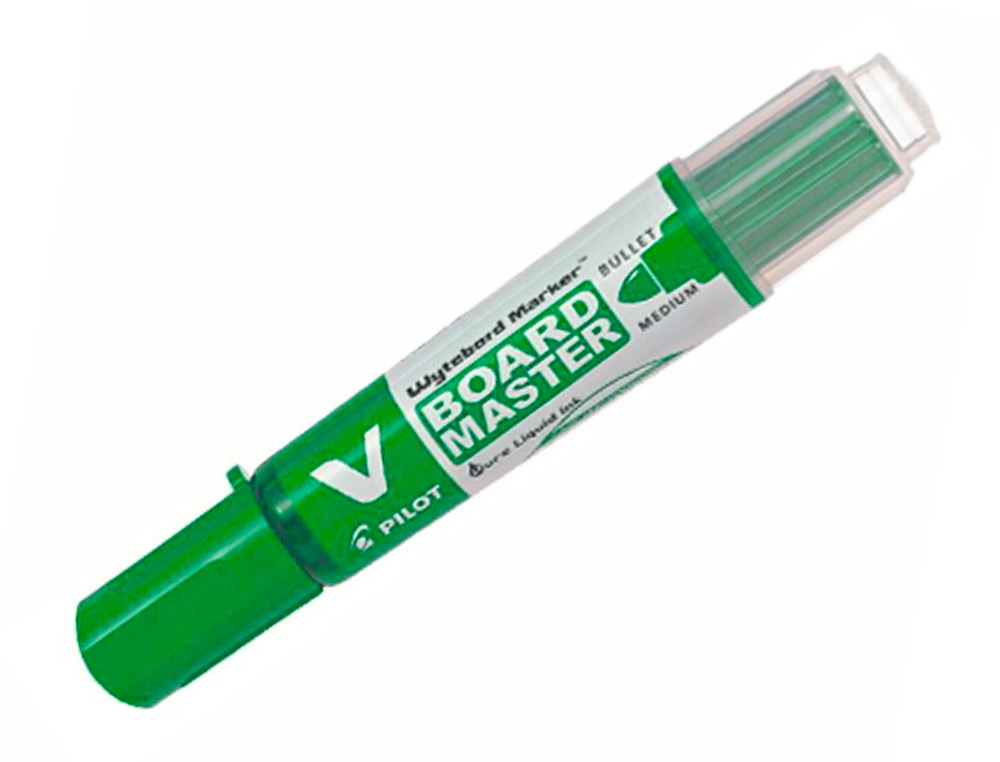 PACK PILOT V-BOARD MASTER 10 MARQUEURS EFFACABLES A SEC POINTE CONIQUE MOYENNE 10 RECHARGES 5 OFFERTES COLORIS VERT