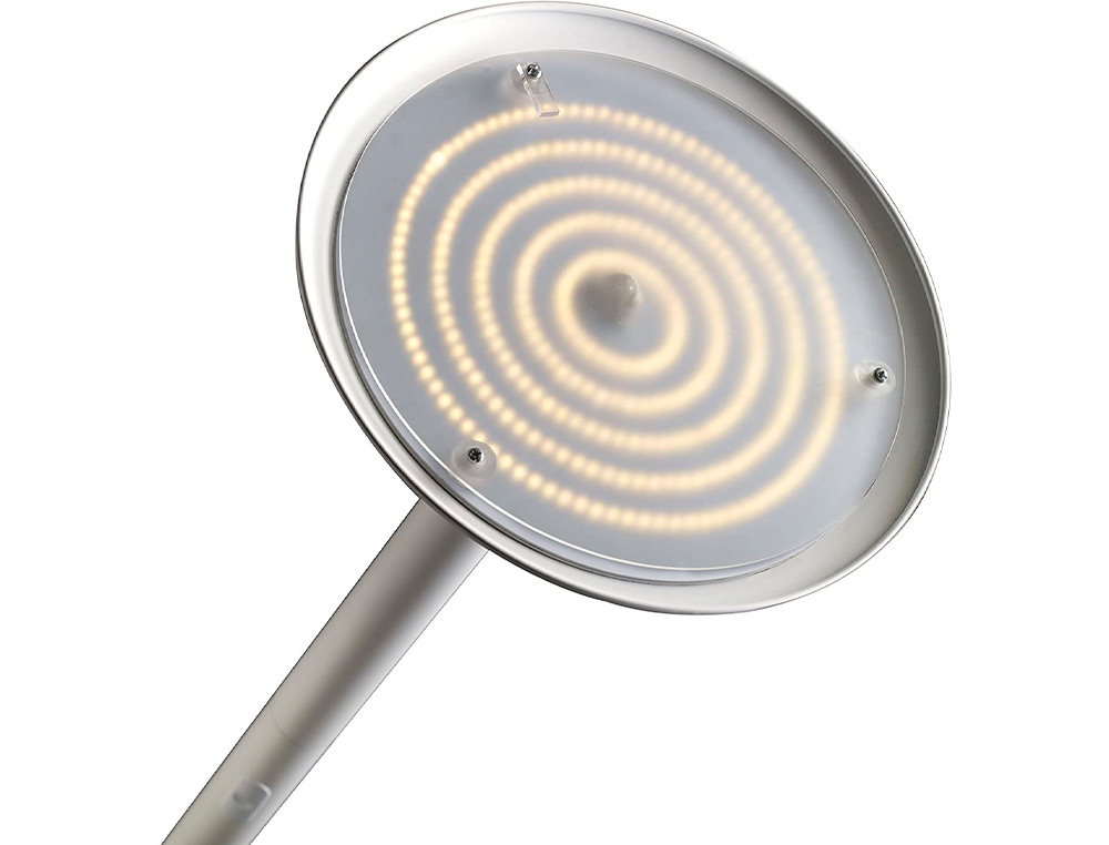 LAMPADAIRE UNILUX LED PRYSKA METAL LAQUE ET BOIS VARIATEUR 4000 LUMEN COLORIS BLANC/HETRE