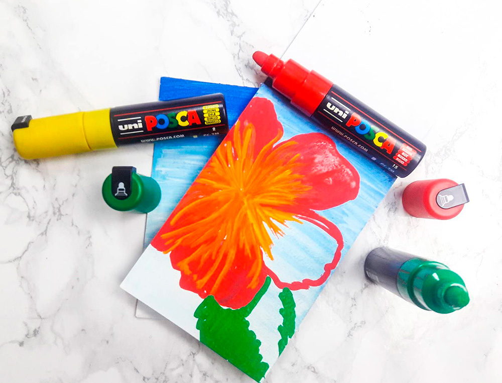 MARQUEUR PEINTURE POSCA PC7M POINTE LARGE CONIQUE ENCRE    INODORE COUVRANTE MISCIBLE    TOUS SUPPORTS COLORIS BLEU