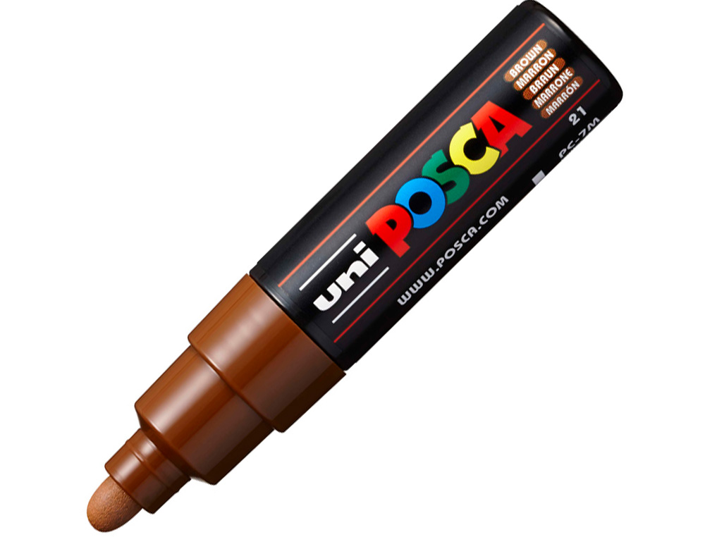 MARQUEUR PEINTURE POSCA PC7M POINTE LARGE CONIQUE ENCRE    INODORE COUVRANTE MISCIBLE    TOUS SUPPORTS COLORIS MARRON