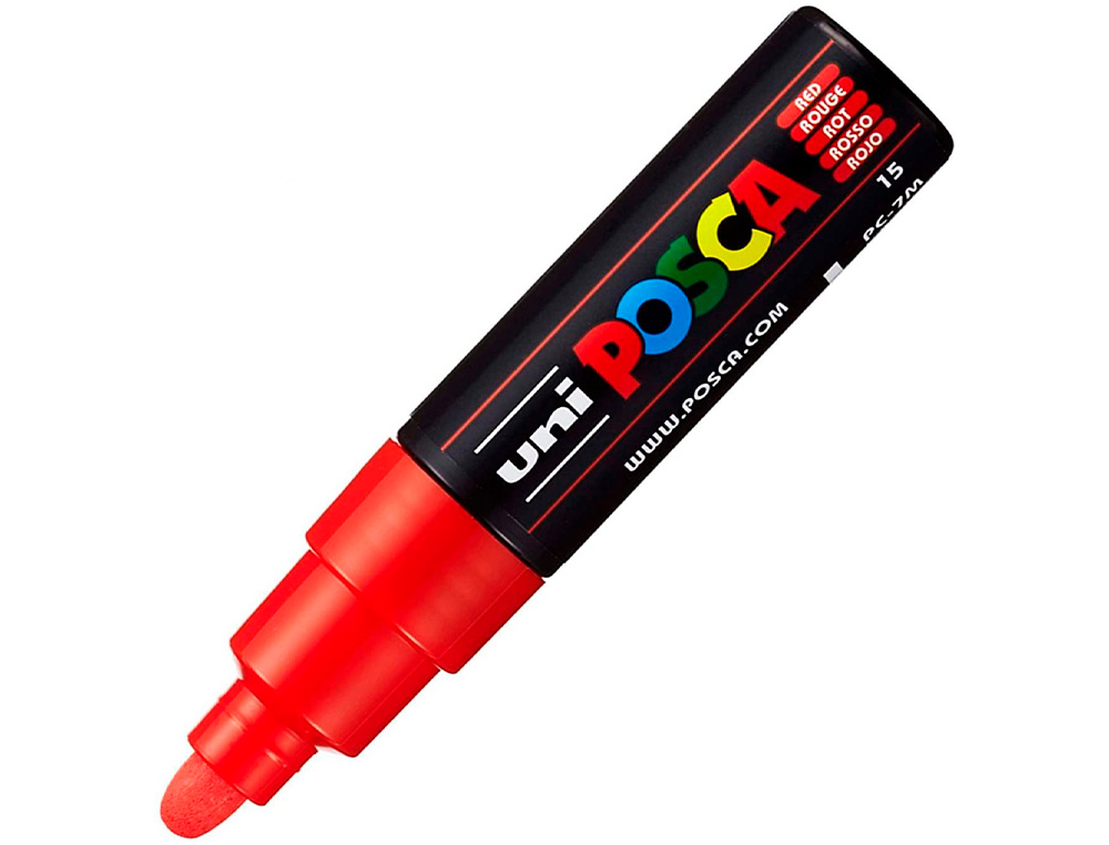 MARQUEUR PEINTURE POSCA PC7M POINTE LARGE CONIQUE ENCRE INODORE COUVRANTE MISCIBLE TOUS SUPPORTS COLORIS ROUGE