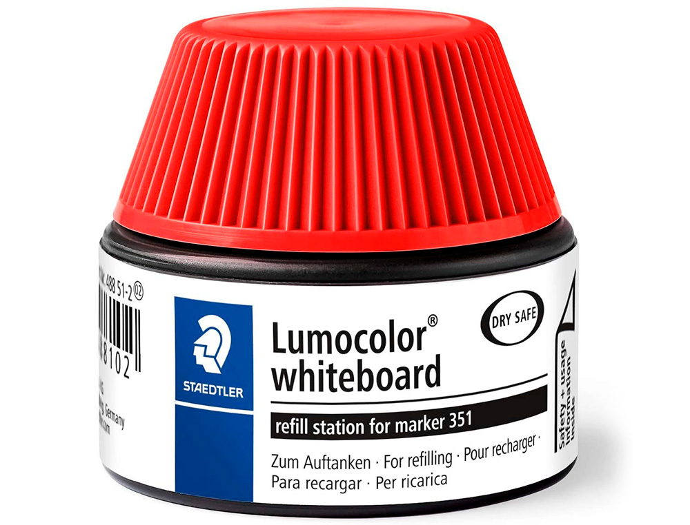RECHARGE MARQUEUR PERMANENT STAEDTLER LUMOCOLOR 488 48    POUR MARQUEURS COMPACTS 348   FLACON 20ML COLORIS ROUGE