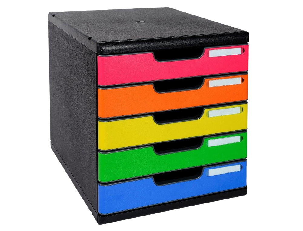 MODULE CLASSEMENT EXACOMPTA MODULO IDERAMA  5 TIROIRS A4+ 350X288X320MM COLORIS         NOIR/ARLEQUIN GLOSSY