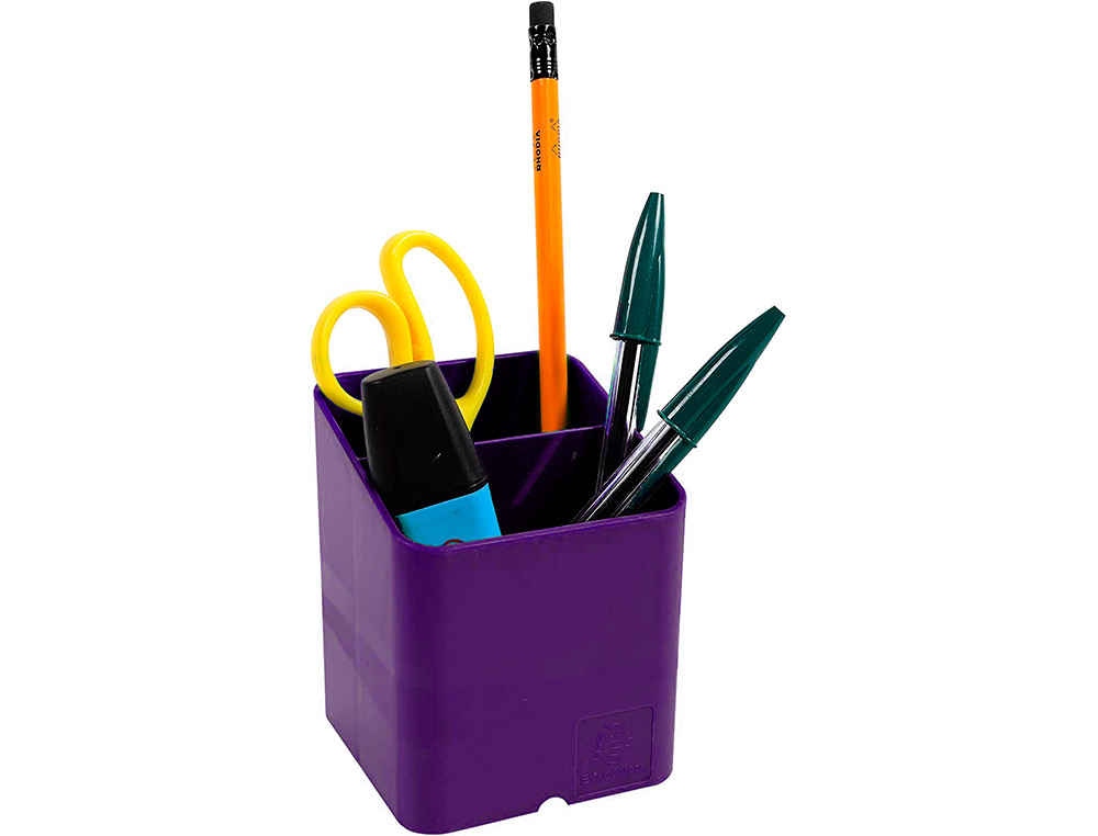 POT A CRAYONS EXACOMPTA PEN-CUBE IDERAMA 2 COMPARTIMENTS PASSE-CABLE 74X74X93MM COLORIS VIOLET
