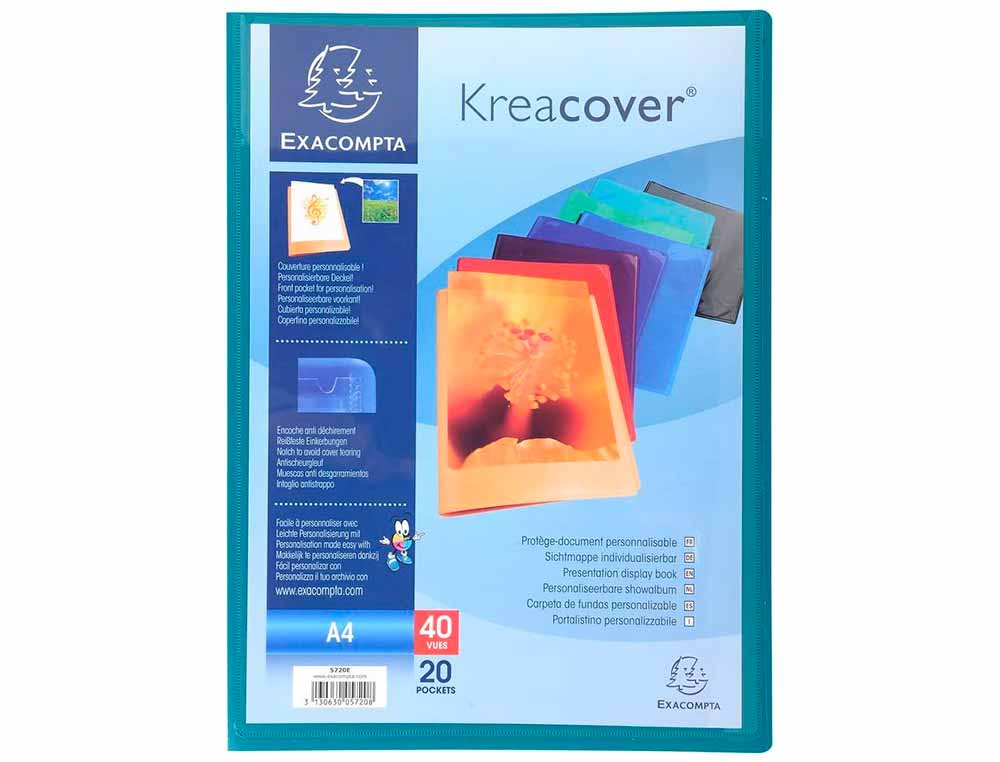 PROTEGE-DOCUMENTS EXACOMPTA KREACOVER CHROMALINE          POLYPROPYLENE SEMI-RIGIDE     24X32CM 40 VUES COLORIS