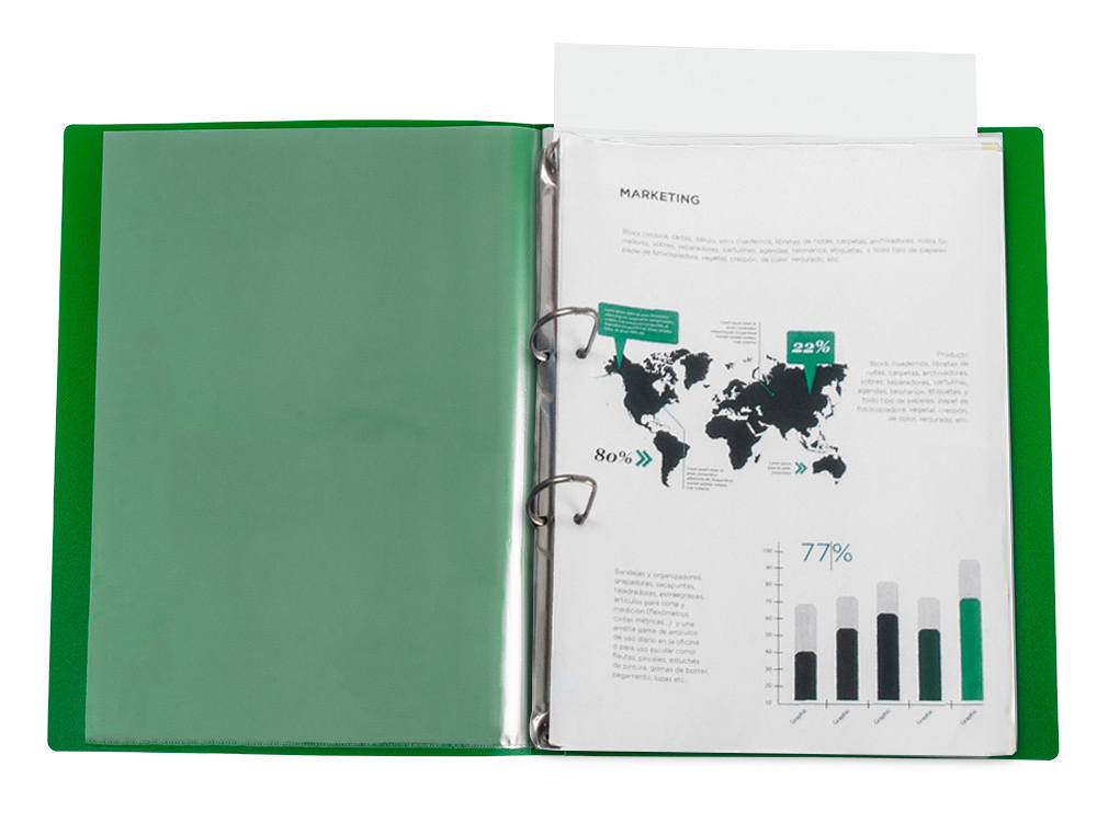 CLASSEUR KANGOUROU LIDERPAPEL 2 ANNEAUX EN D 25MM POLYPROPYLENE 283X320MM DOCUMENT A4 COLORIS VERT