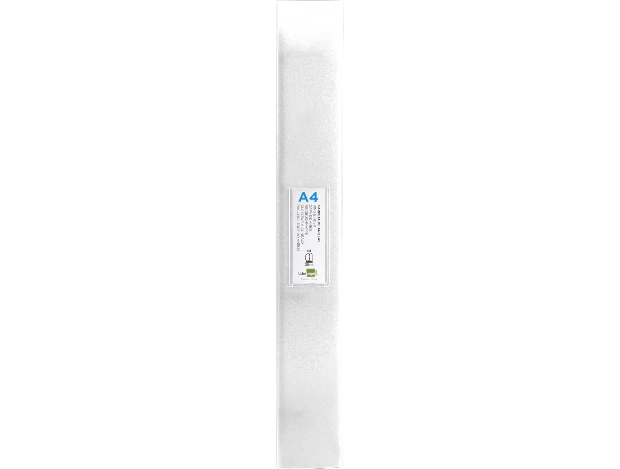 CLASSEUR LIDERPAPEL 4 ANNEAUX 40MM A4 POLYPROPYLENE DOS 55MM PORTE-CARTES DE VISITE COLORIS TRANSPARENT