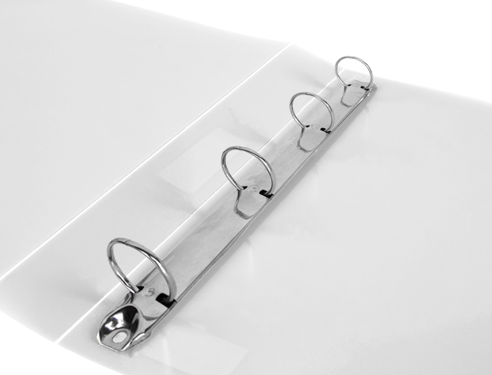 CLASSEUR LIDERPAPEL 4 ANNEAUX 40MM A4 POLYPROPYLENE DOS 55MM PORTE-CARTES DE VISITE COLORIS TRANSPARENT