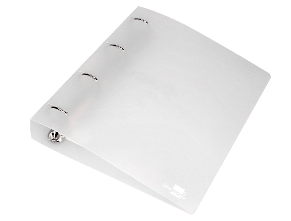 CLASSEUR LIDERPAPEL 4 ANNEAUX 40MM A4 POLYPROPYLENE DOS 55MM PORTE-CARTES DE VISITE COLORIS TRANSPARENT