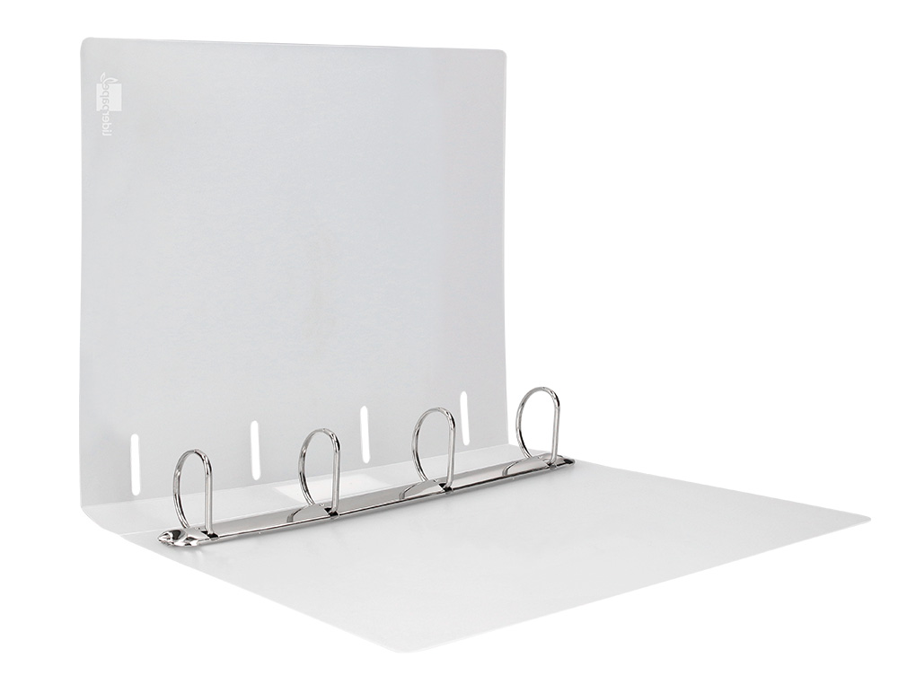 CLASSEUR LIDERPAPEL 4 ANNEAUX 40MM A4 POLYPROPYLENE DOS 55MM PORTE-CARTES DE VISITE COLORIS TRANSPARENT
