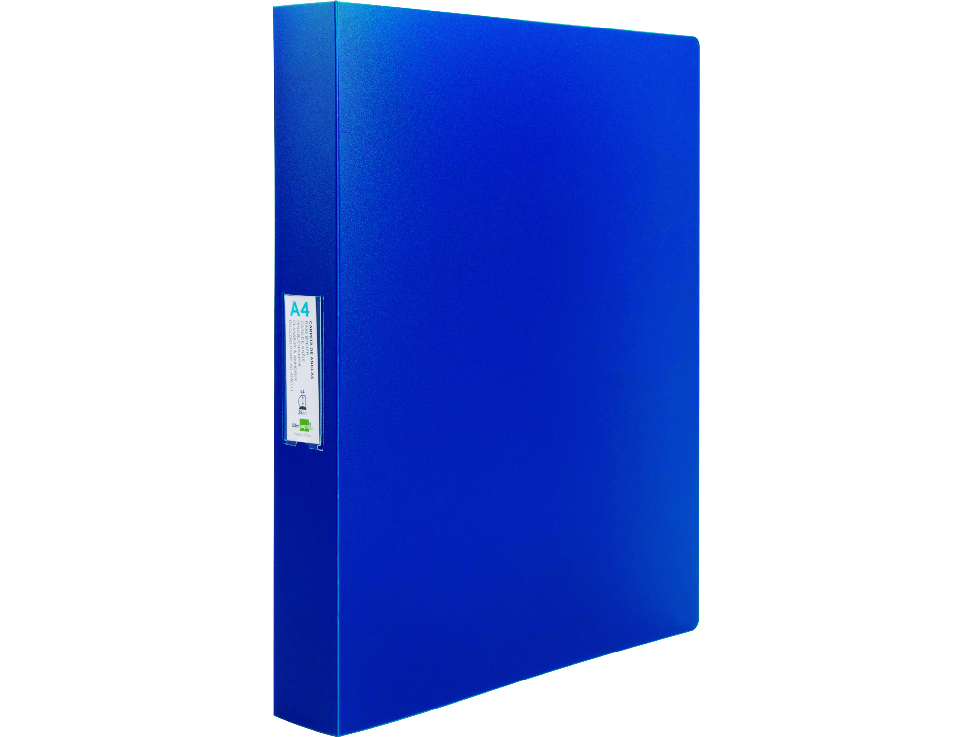 CLASSEUR LIDERPAPEL 4 ANNEAUX 40MM A4 POLYPROPYLENE DOS     55MM PORTE-CARTES DE VISITE   COLORIS BLEU TRANSLUCIDE
