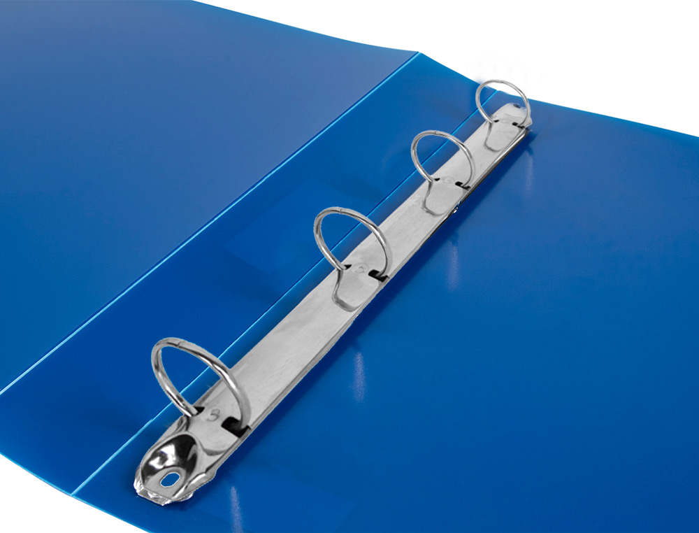 CLASSEUR LIDERPAPEL 4 ANNEAUX 40MM A4 POLYPROPYLENE DOS     55MM PORTE-CARTES DE VISITE   COLORIS BLEU TRANSLUCIDE