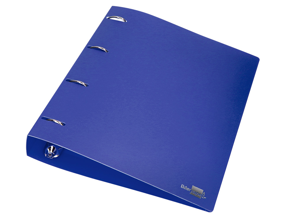 CLASSEUR LIDERPAPEL 4 ANNEAUX 40MM A4 POLYPROPYLENE DOS     55MM PORTE-CARTES DE VISITE   COLORIS BLEU TRANSLUCIDE