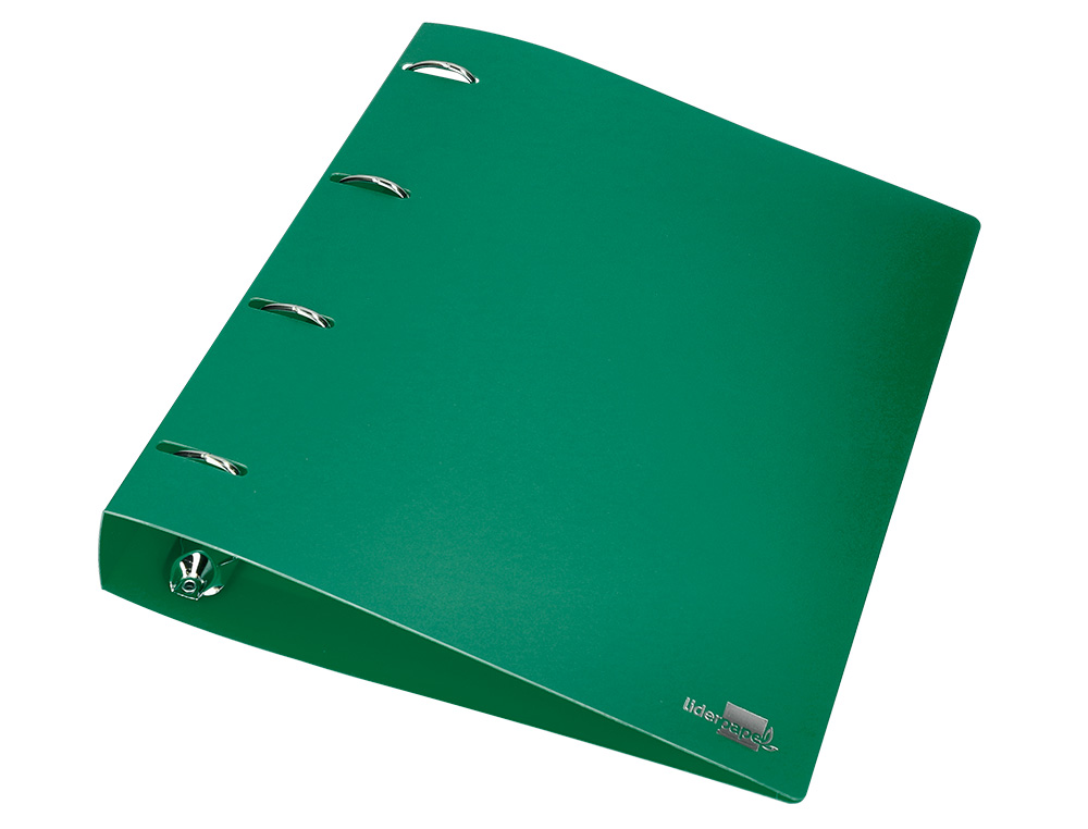 CLASSEUR LIDERPAPEL 4 ANNEAUX 40MM A4 POLYPROPYLENE DOS 55MM PORTE-CARTES DE VISITE COLORIS VERT TRANSLUCIDE
