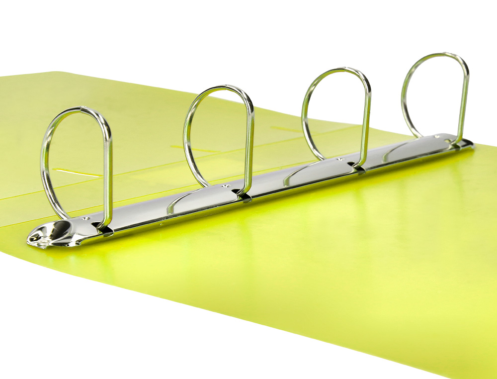 CLASSEUR LIDERPAPEL 4 ANNEAUX 40MM A4 POLYPROPYLENE DOS     55MM PORTE-CARTES DE VISITE   COLORIS JAUNE FLUO