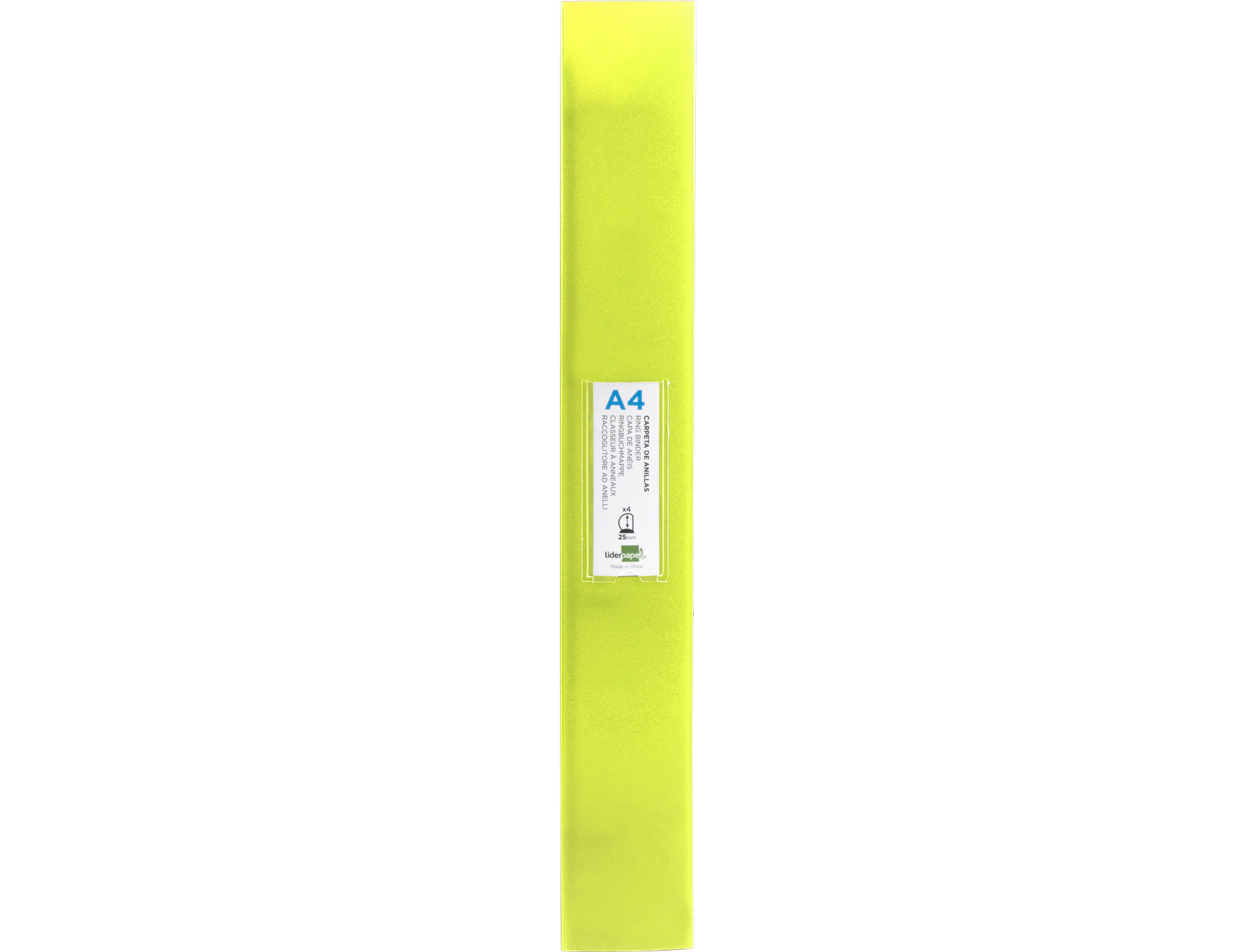 CLASSEUR LIDERPAPEL 4 ANNEAUX 40MM A4 POLYPROPYLENE DOS     55MM PORTE-CARTES DE VISITE   COLORIS JAUNE FLUO