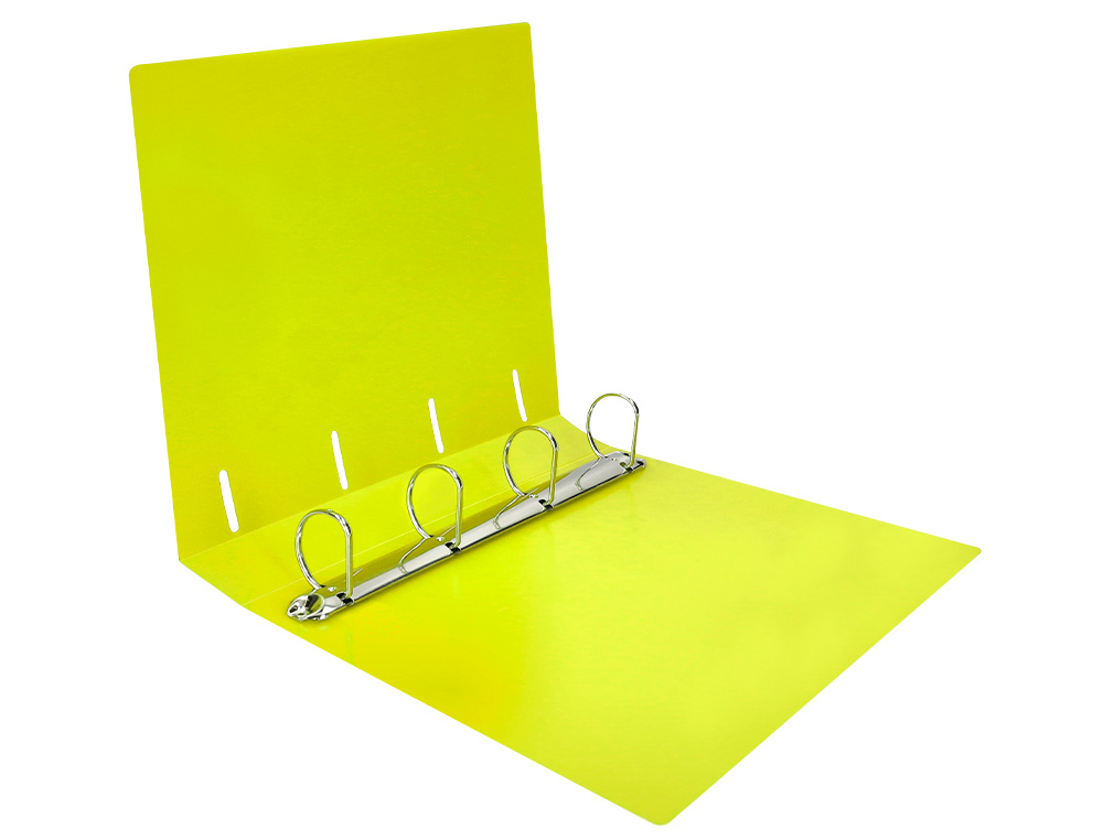 CLASSEUR LIDERPAPEL 4 ANNEAUX 40MM A4 POLYPROPYLENE DOS     55MM PORTE-CARTES DE VISITE   COLORIS JAUNE FLUO