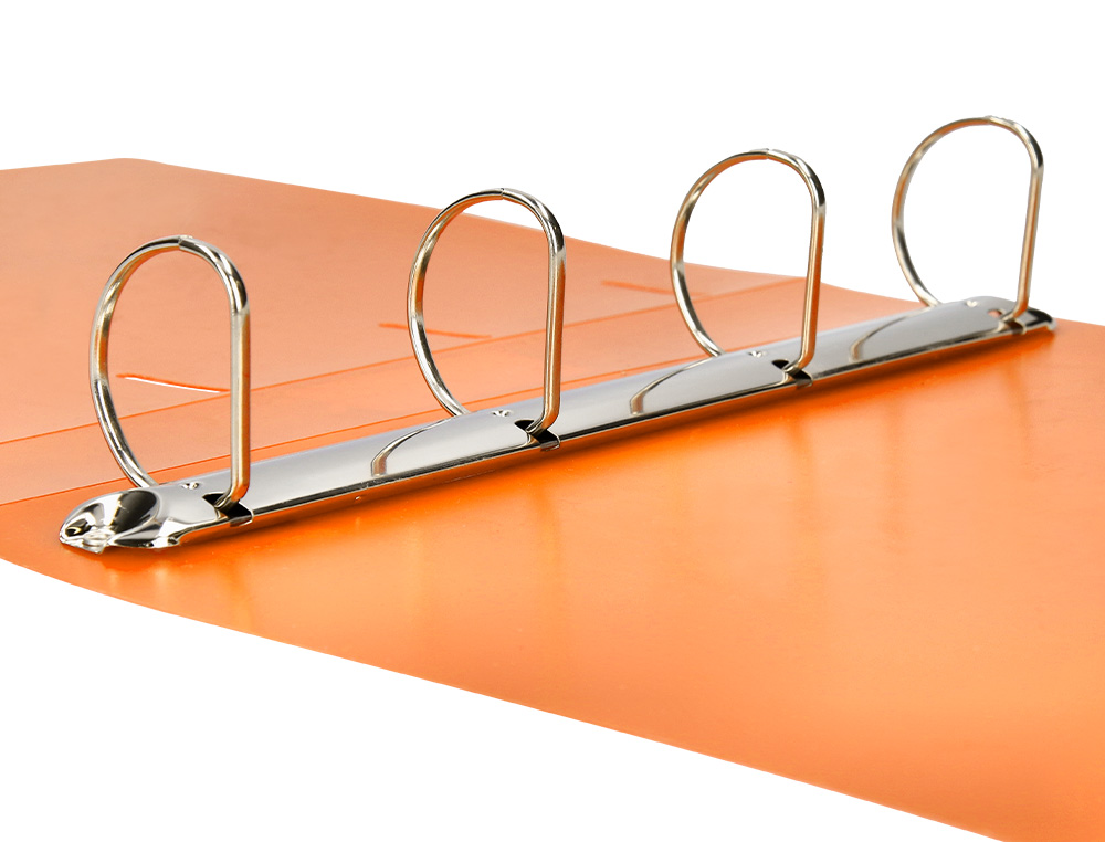 CLASSEUR LIDERPAPEL 4 ANNEAUX 40MM A4 POLYPROPYLENE DOS 55MM PORTE-CARTES DE VISITE COLORIS ORANGE FLUO
