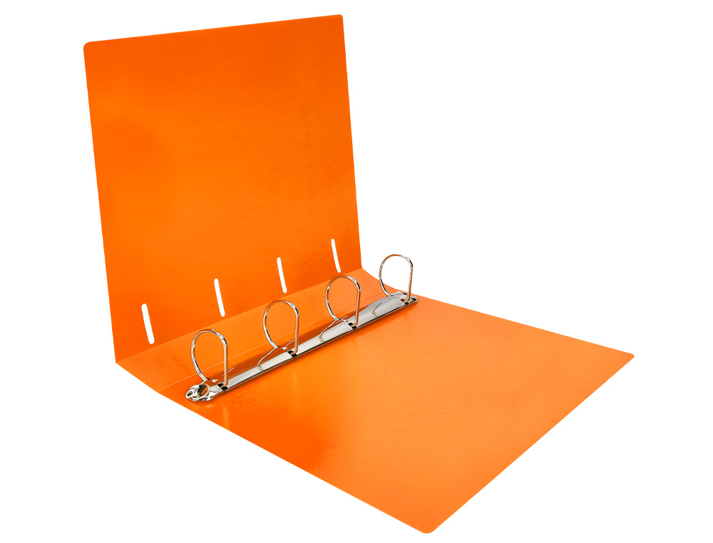 CLASSEUR LIDERPAPEL 4 ANNEAUX 40MM A4 POLYPROPYLENE DOS 55MM PORTE-CARTES DE VISITE COLORIS ORANGE FLUO
