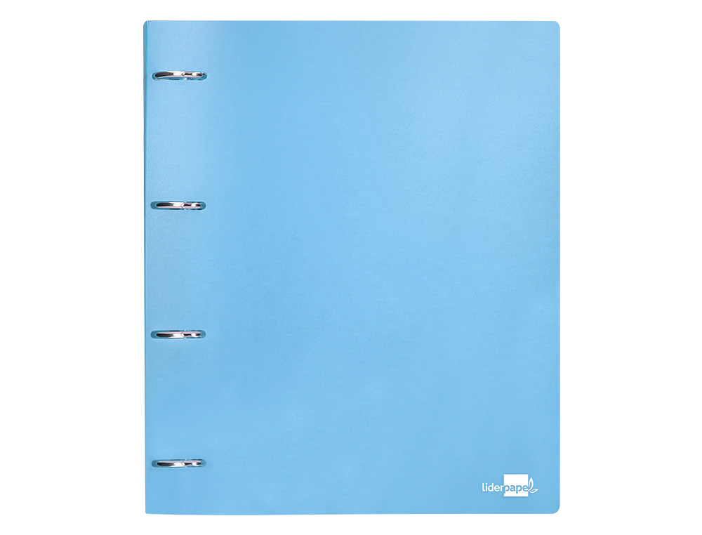 CLASSEUR LIDERPAPEL 4 ANNEAUX 40MM A4 POLYPROPYLENE DOS 55MM PORTE-CARTES DE VISITE COLORIS BLEU CIEL