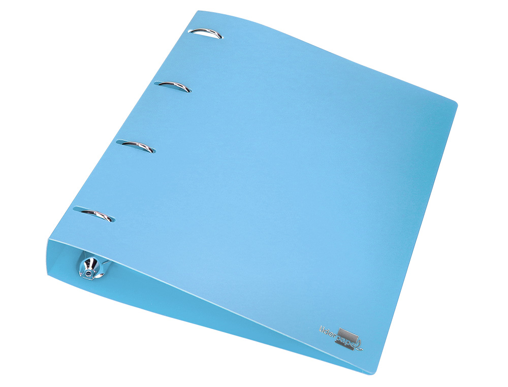 CLASSEUR LIDERPAPEL 4 ANNEAUX 40MM A4 POLYPROPYLENE DOS 55MM PORTE-CARTES DE VISITE COLORIS BLEU CIEL