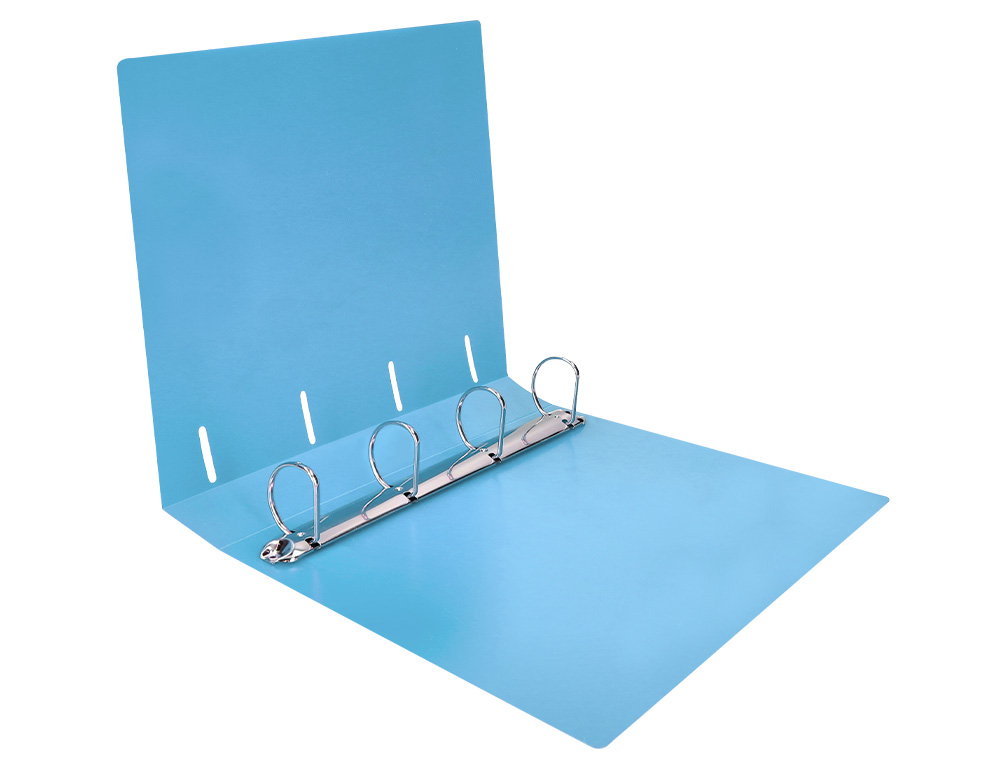 CLASSEUR LIDERPAPEL 4 ANNEAUX 40MM A4 POLYPROPYLENE DOS 55MM PORTE-CARTES DE VISITE COLORIS BLEU CIEL